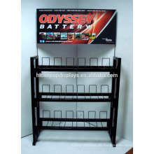 Metal Automotive Zubehör Retail Store Freistehende 3-Tier 12 Volt Motorrad Batterie Display Rack